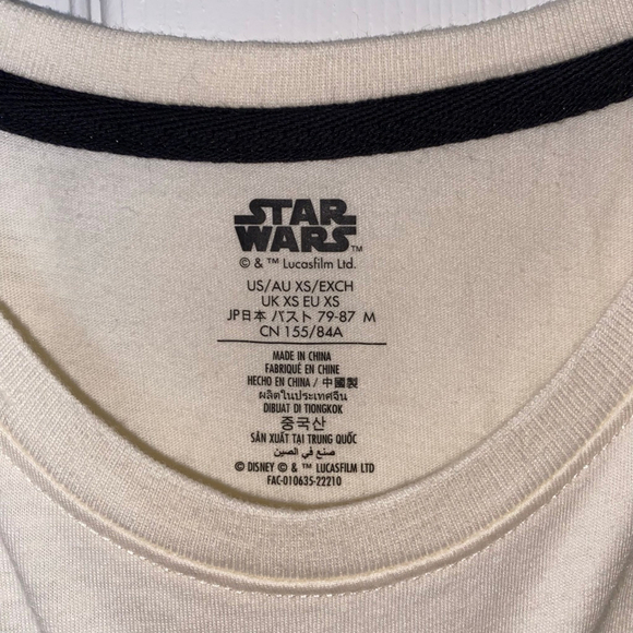 Women's Official Star Wars Disney R2D2 C3PO BB8 Short Sleeve Tee XS Beige Teal - Picture 3 of 4